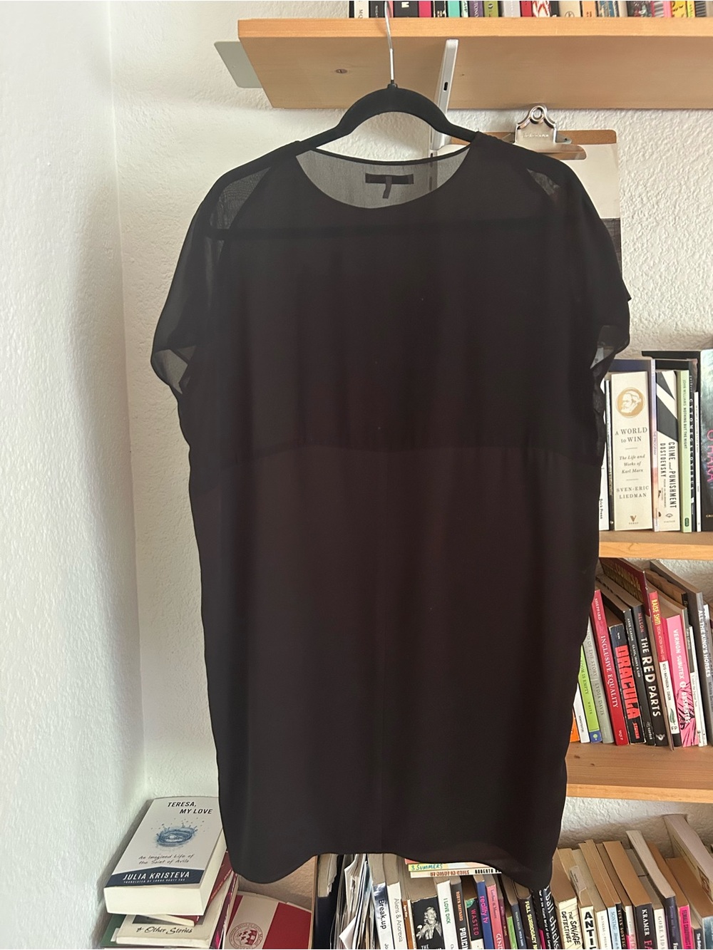 OAK + FORT Black Sheer-Panel Mini Dress